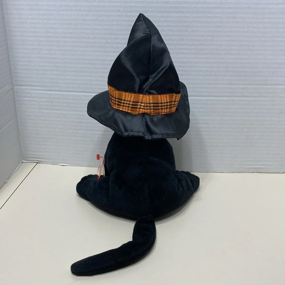Ty Merlin 2005 Pluffies Halloween Black Cat Witch Hat Stuffed Animal Tags Vtg